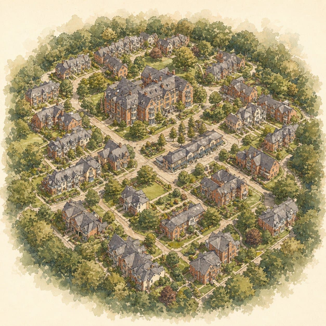 Retirement village masterplan, architect's illustration
